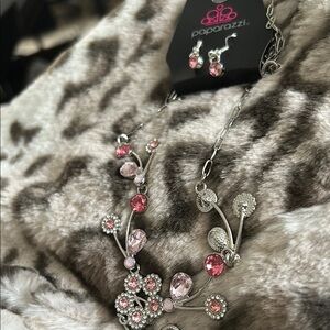 Mothers Day Paparazzi Pink and Silver Botanical Necklace